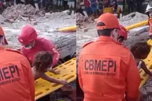 Vídeo mostra criança sendo resgatada com vida após desabamento de casa em Barras (Foto: Reprodução)