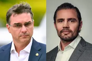 Flávio Bolsonaro está entre os contatos do celular de Vorcaro (Foto: Foto montagem)