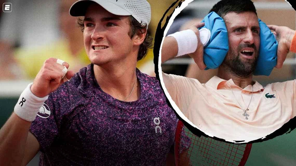 João Fonseca e Novak Djokovic na 3ª rodada de Roland Garros