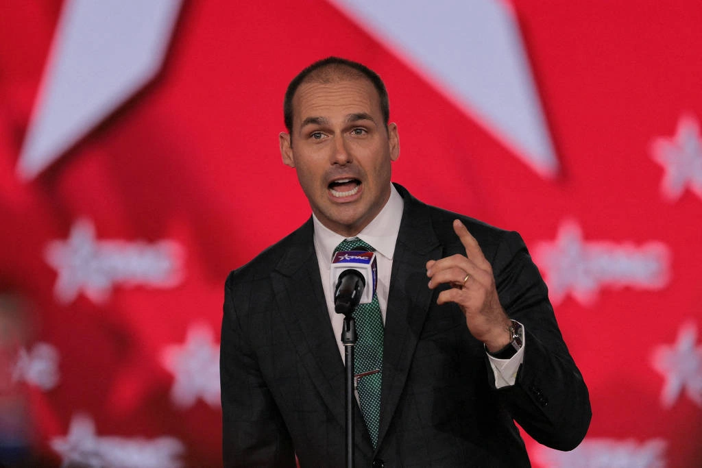 O ex-deputado Eduardo Bolsonaro (PL-SP), em evento conservador nos EUA