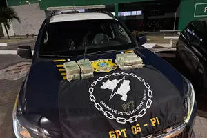 Polícia Rodoviária Federal (PRF) apreendeu, na noite desta quarta-feira (20), cerca de 10 quilos de substância análoga a crack durante uma abordagem na BR-343, em Parnaíba (Foto: PRF)