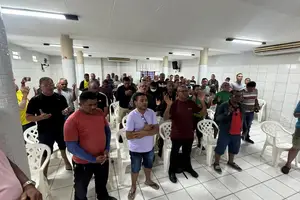 Trabalhadores do transporte coletivo de Teresina (Foto: Reprodução)