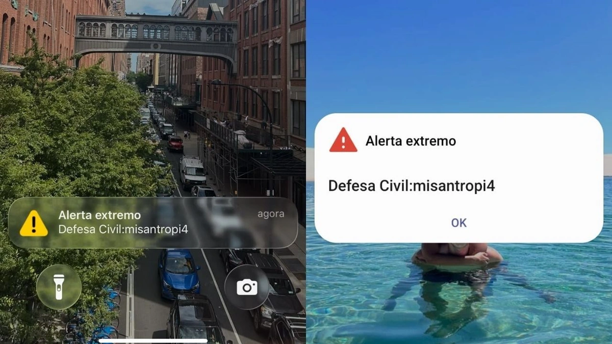 Alerta Extremo pelo sistema nacional de mensagens da Defesa Civil com a palavra "misantropia"