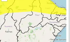 Inmet emite alerta de perigo potencial para chuvas intensas para 81 cidades do Piauí