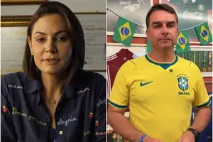 Michelle e Flávio Bolsonaro (Foto: Reprodução)