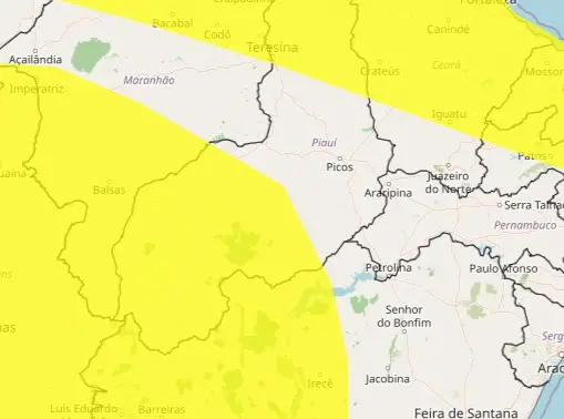 Inmet emite alertas de chuvas intensas e baixa umidade para diferentes regiões do Piauí