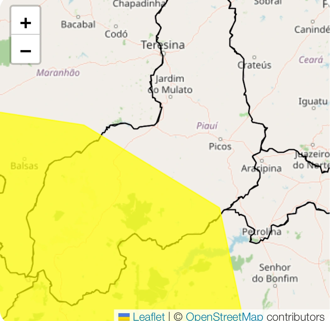 Cidades piauienses sob alerta amarelo de perigo potencial para baixa umidade
