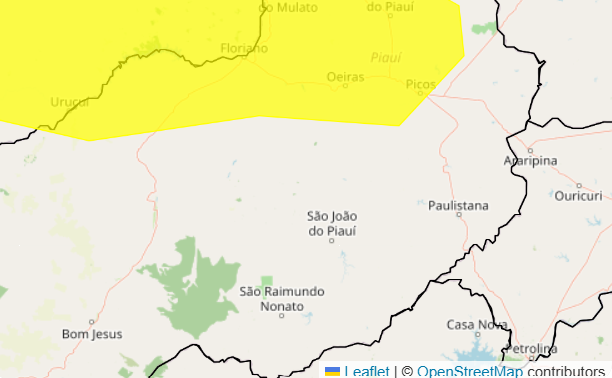 Inmet emite alerta de perigo potencial para chuvas intensas para 78 cidades do Piauí