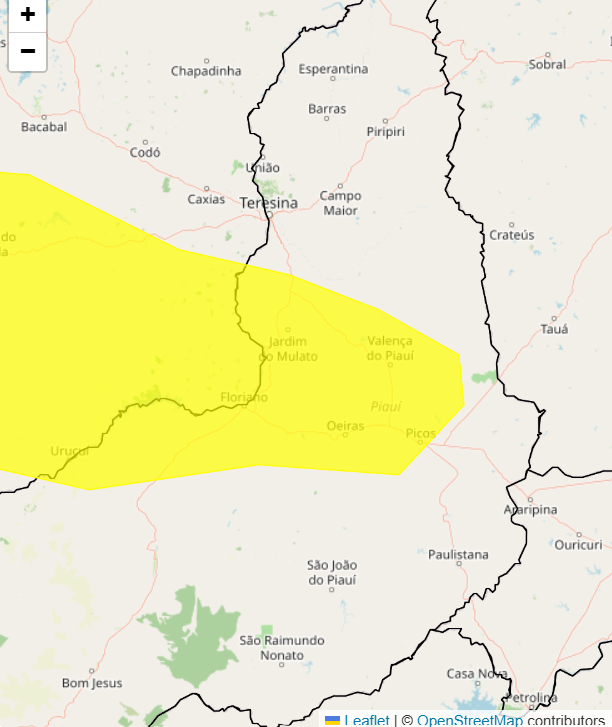 Cidades piauienses sob alerta amarelo de perigo potencial para chuvas intensas