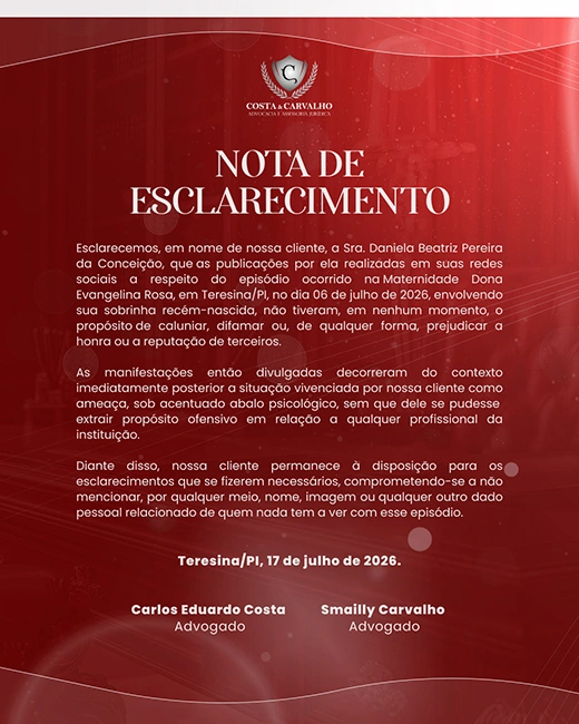 Nota da defesa de Daniela