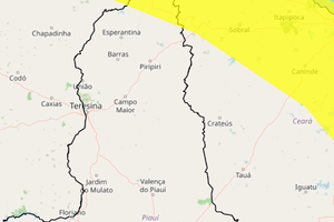 Cidades piauienses sob alerta amarelo de perigo potencial de vendaval (Foto: Reprodução | Inmet)