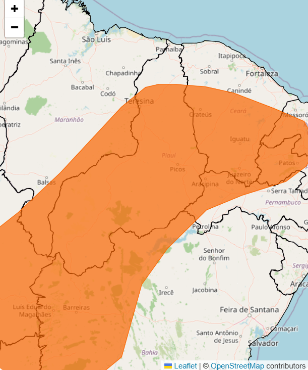 Cidades piauienses sob alerta laranja de perigo potencial para baixa umidade
