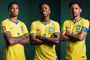 Gabriel Magalhães, Vini Jr. e Marquinhos concorrem à Bola de Ouro 2026 (Foto: Sam Robles/CBF)