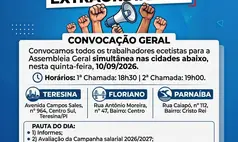 SINTECT-PI convoca trabalhadores para Assembleia Geral nesta quinta-feira